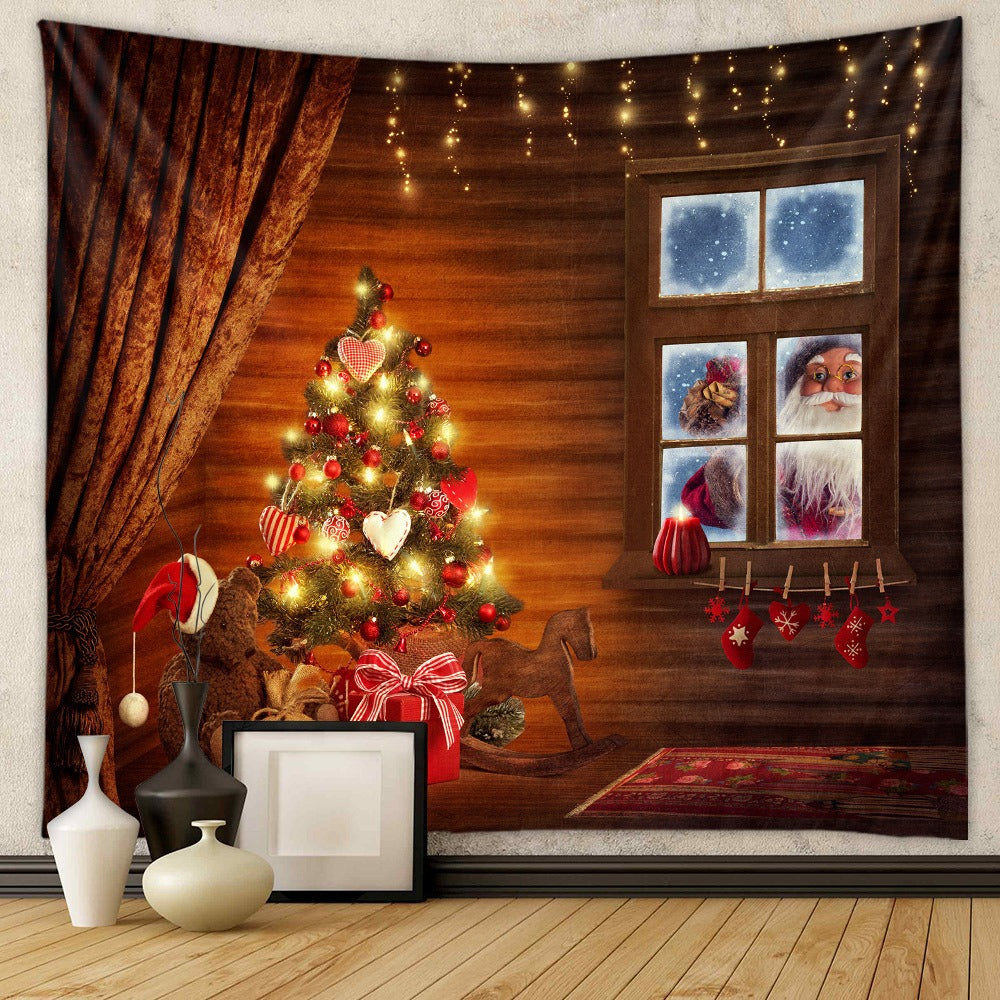 Christmas Tree Tapestry Room Decoration Wall Fabric Ins Hanging Fabric Home Bohemian Tapestry Christmas Tapestry