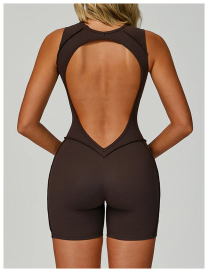 Fleece Jumpsuit Yoga Wear Backless  Lines Jumpsuit Women Running Sports Fitness Wear