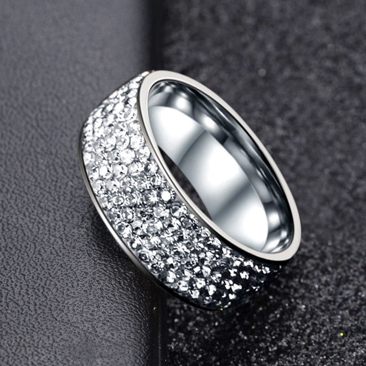 Rings Do Not Fade Niche Diamond-Studded Gypsophila Stainless Ring Light Luxury Couples Hip-Hop Ring