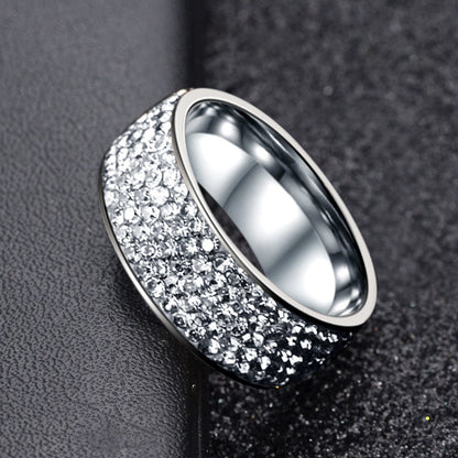 Rings Do Not Fade Niche Diamond-Studded Gypsophila Stainless Ring Light Luxury Couples Hip-Hop Ring