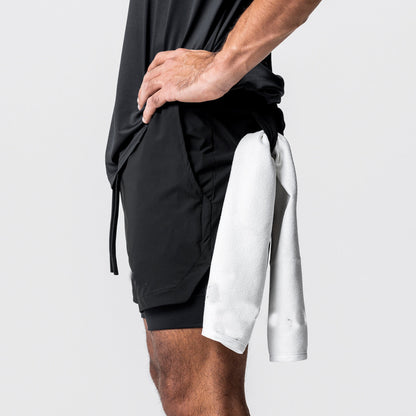Fitness shorts men's nylon running muscle training stretch quick drying American double-layer basketball shorts summer