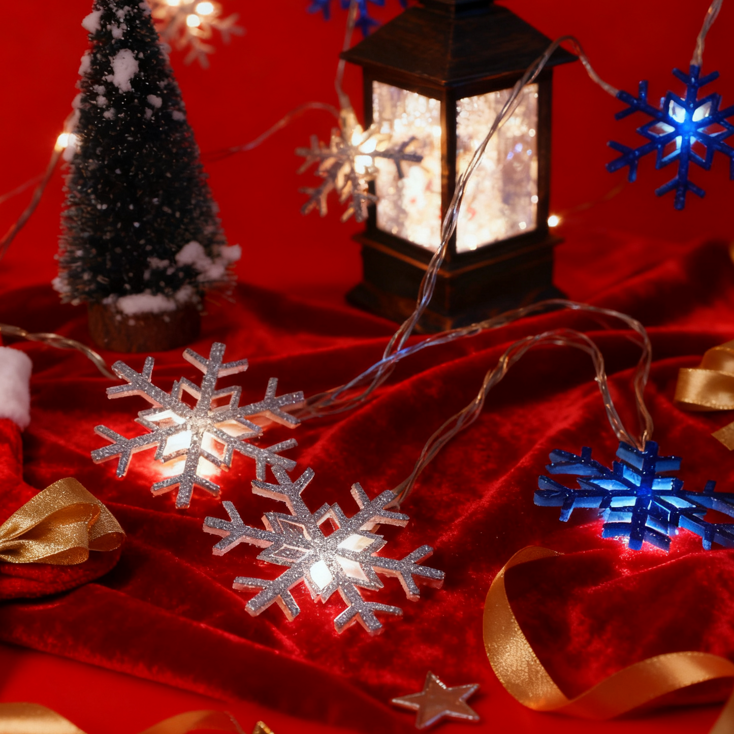 Non woven snowflake Christmas light LED string