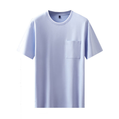 Short Sleeve T-Shirt Men Color Block Pocket Base Layer Men's Top