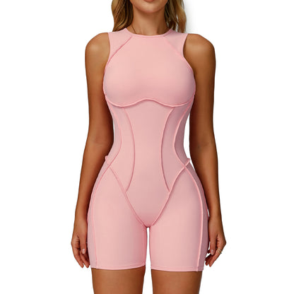 Fleece Jumpsuit Yoga Wear Backless  Lines Jumpsuit Women Running Sports Fitness Wear
