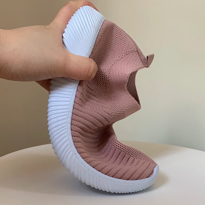 Rimocy Plus Size 43 Breathable Mesh Platform Sneakers Women Slip on Soft Ladies Casual Running Shoes Woman Knit Sock Shoes Flats