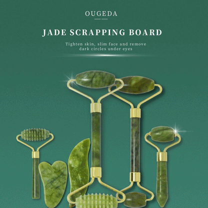 Jade beauty device scraping plate roller massage stick zinc alloy flower stand double head mute beauty device