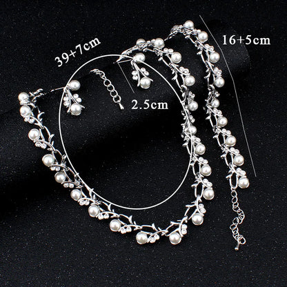 Pearl Wedding necklace earring jewelry set