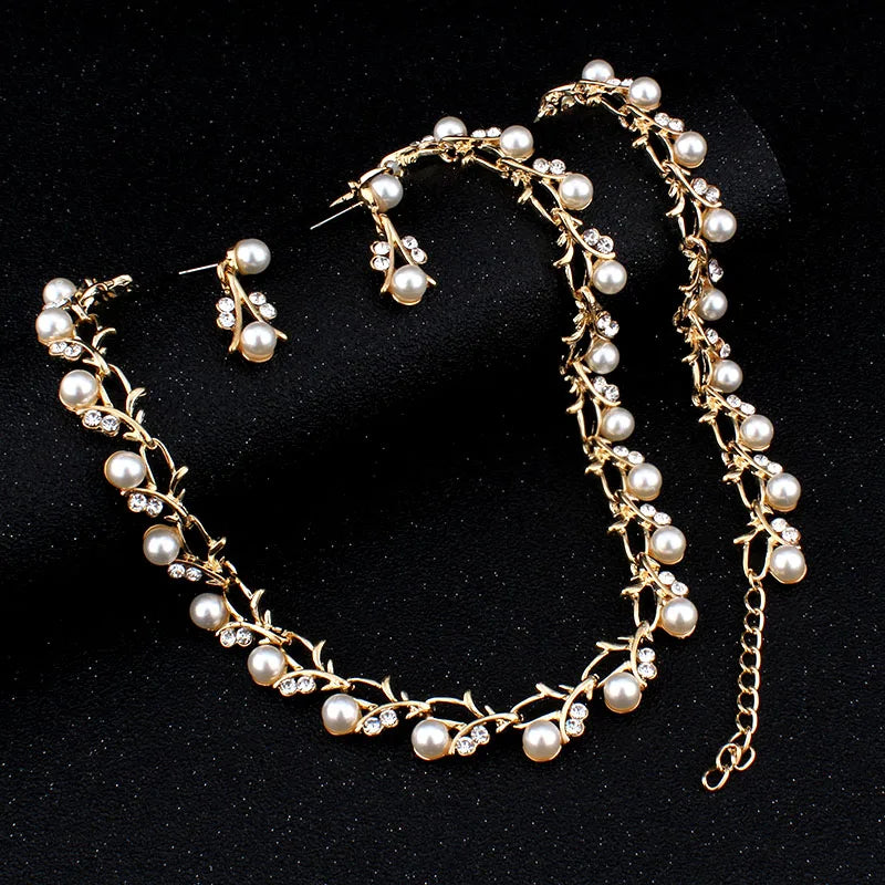 Pearl Wedding necklace earring jewelry set