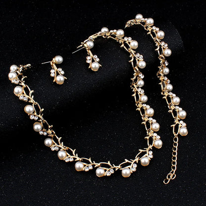 Pearl Wedding necklace earring jewelry set