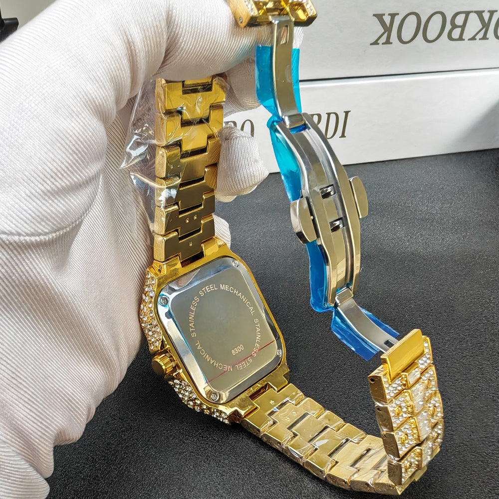 Popular Foreign Trade Watches, Cross-Border Hot Selling Men's Watches, Diamond-Encrusted Hip-Hop Watches, Men's Watches, Luxury Quartz Watches