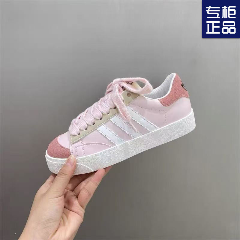 2024 Mint Mambo Dopamine White Shoes Autumn Thick-soled Korean-style Round-toe Breathable Trendy High-value Casual Shoes