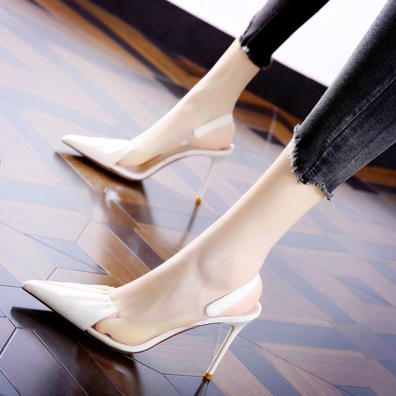 Pointed Toe Women's Sandals High Heels Stiletto Shoes French Style 2025 Summer New Fairy Style Fashion Transparent Shallow Mouth