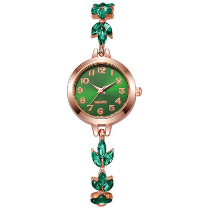 Fashion Elegant Watch Women's Trendy Simple Elegant Ins Style Clover Bracelet Women's Watch Diamond Watch Pull-out Bracelet