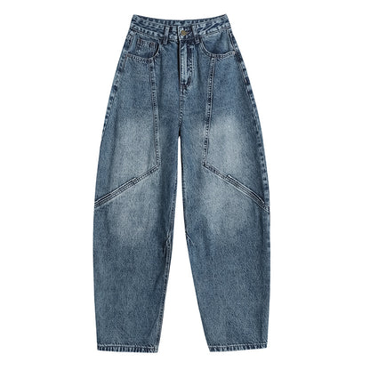 Vintage Machete Straight Jeans Women's 2025 Spring And Autumn New Loose Stitching Washed Draped Wide-Leg Banana Pants