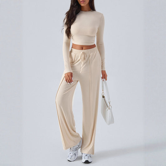 European And American Cross-Border Amazon Y2K Suit Autumn And Winter Women's Lace Pure Color Waist Fashion Wide-Leg Casual Pants For Women