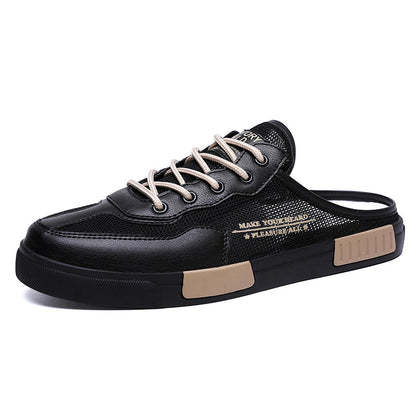 Cross-Border Large Size Men's Slippers, Lazy Slip-Ons, Heelless Mesh Breathable Toe-Toe Shoes, Sandals, Youth Anti-Skid Shoes