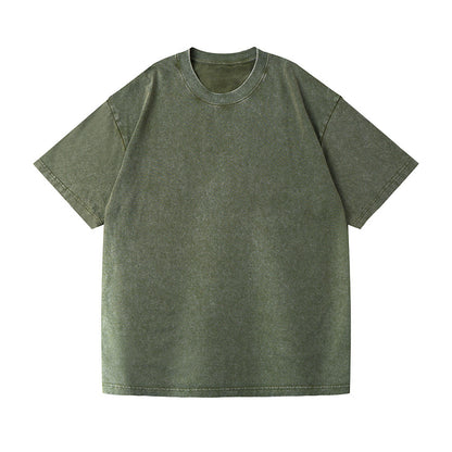 230g Washed Old T-shirt Ovesize Retro Fashion Brand European And American Batik Pure Cotton T Men&#039;s And Women&#039;s Shoulder Loose Half Sleeve