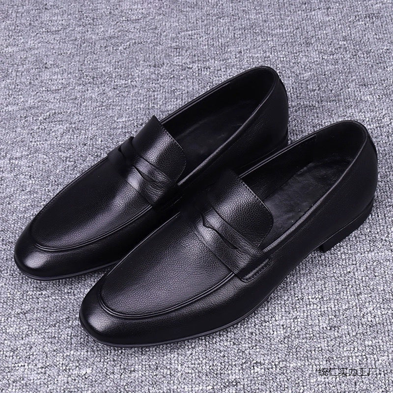 Spring And Summer New Fashion All-match Beans Shoes Slip-on Loafers Casual Fashion Men's Leather Shoes Breathable Dad Shoes