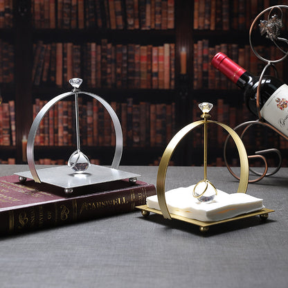 French Square Crystal Paper Towel Holder Creative Office Home Desktop Paper Towel Holder Light Luxury Metal Paper Towel Holder
