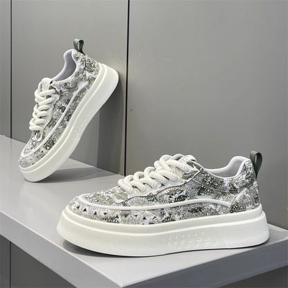 Men's Shoes 2025 New Trendy Rhinestone Men's Sneakers Summer Breathable Versatile Thick-Soled Men's Casual Shoes