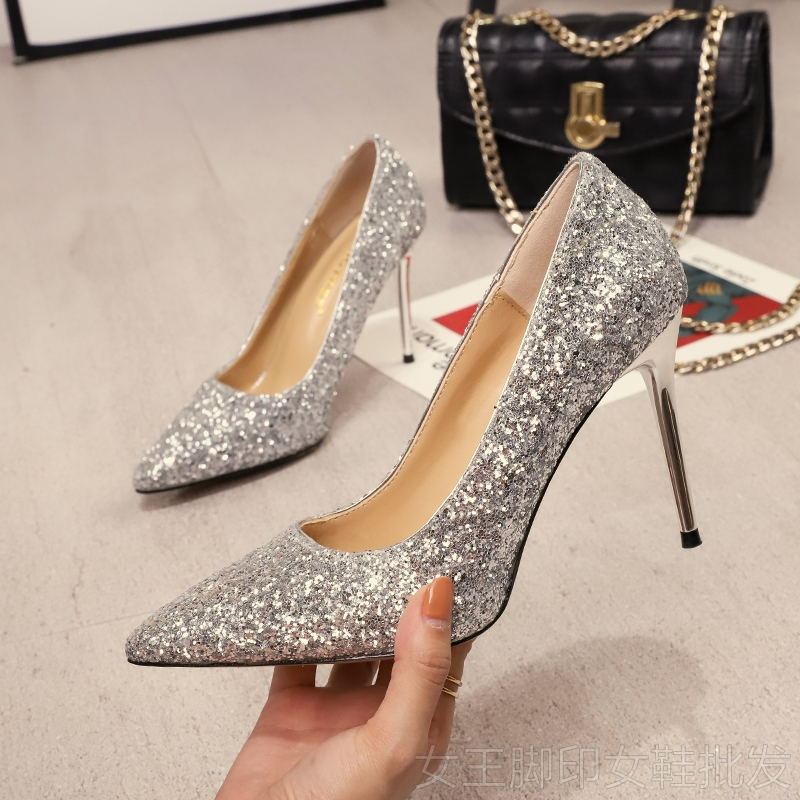 High Heels Bed Flirting Passion Shoes Sexy Nightclub Stiletto Heel Pointed Plus Size Shoes