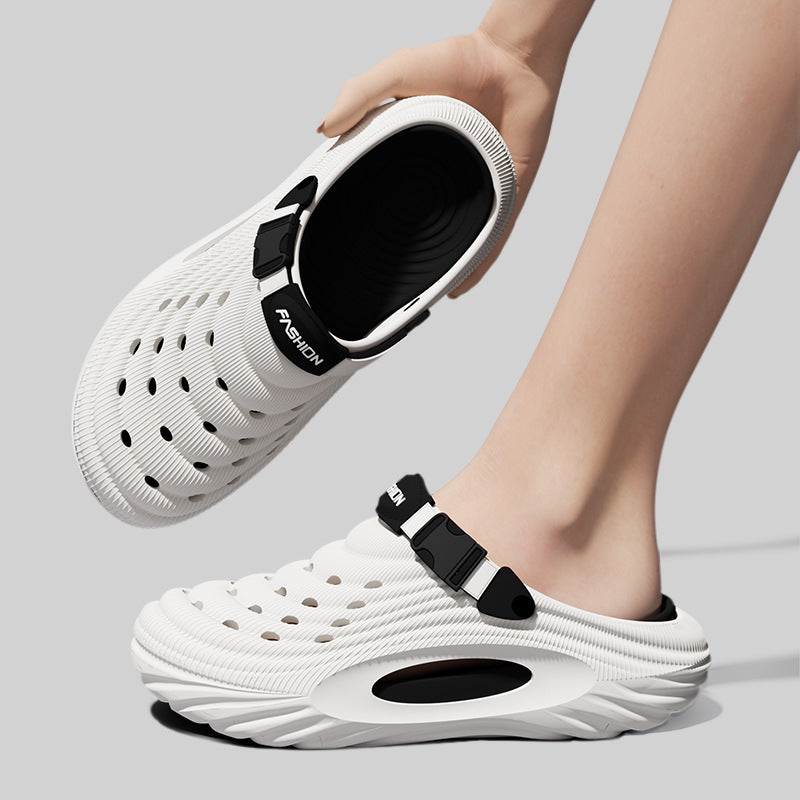 Cross-border Garden Shoes Men's Cave Shoes Summer Outer Wear Baotou Drag Shit Sense Driving Casual Platform Beach Sandals