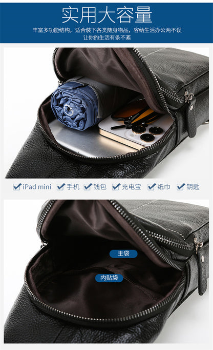 Bags New Casual Men's Leather Bag Chest Bag Top Layer Cowhide Source Wholesale Crossbody Bag Men's Retro Shoulder Bag