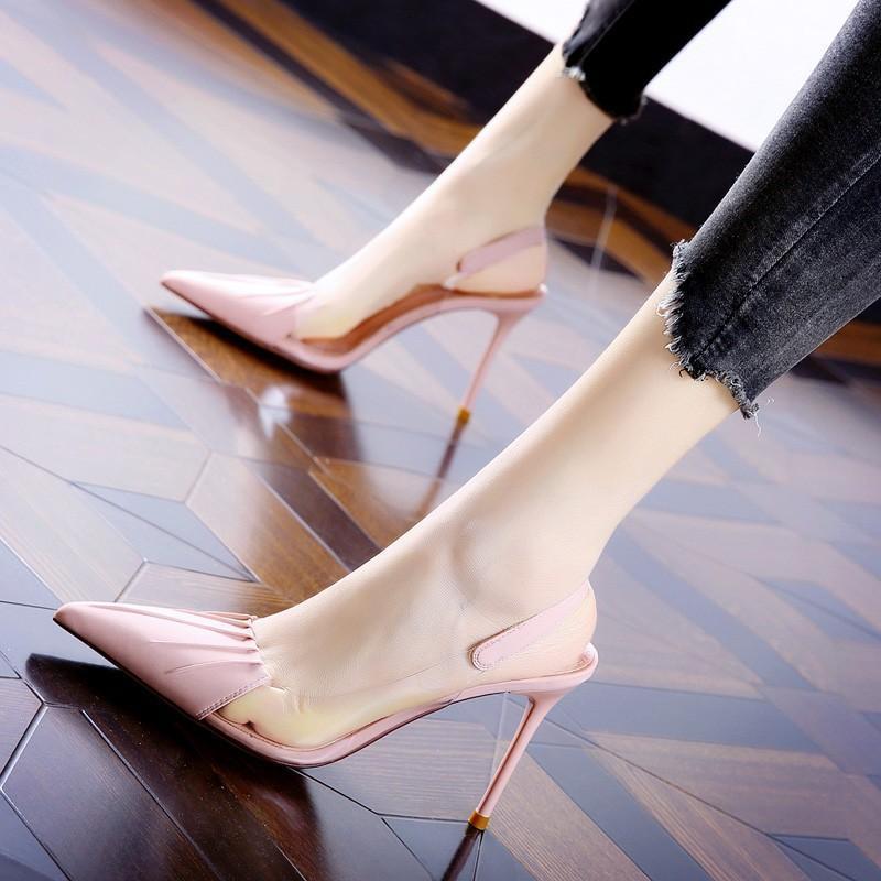 Pointed Toe Women's Sandals High Heels Stiletto Shoes French Style 2025 Summer New Fairy Style Fashion Transparent Shallow Mouth