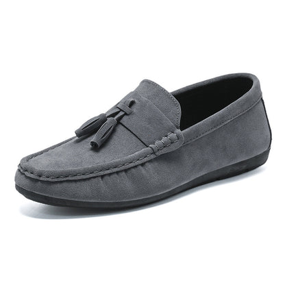 Doudou Shoes Men's Spring 2024 New Trbottomy Men's Shoes Slip-On Casual Leather Shoes Tassel Soft Sole Driving Shoes For Men