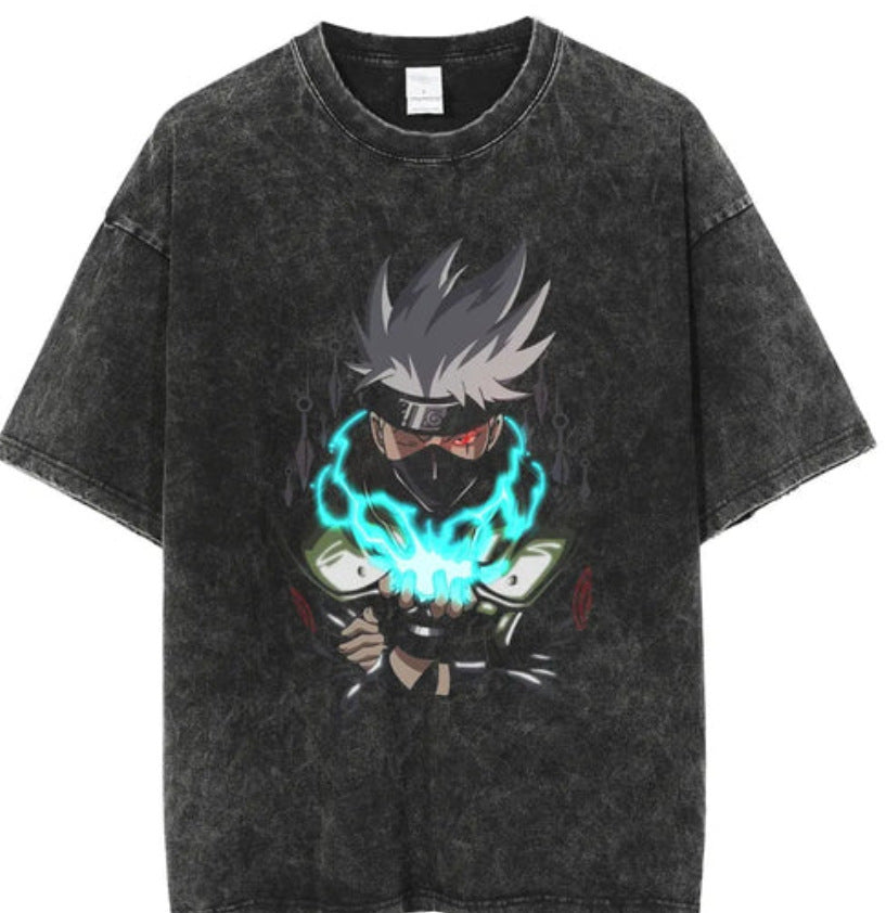 Washed Vintage T-Shirt Street Hip Hop Anime Dragon Ball Cartoon Printed Graphic Casual Cotton Summer Short Sleeve Street Tide