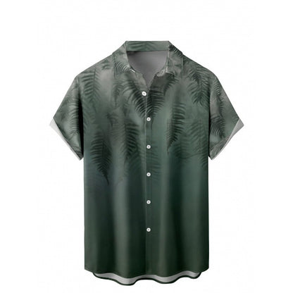 Hawaii Summer Hot Sale European And American Cross-Border Foreign Trade 3D Printed Men's Short-Sleeve Turn-Down Collar Pocket Shirt Direct Shipment