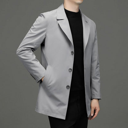 Spring Casual New Simple Windbreaker Men's Mid-Length Loose Large Size Suit Top Men's Jacket Business Men's Clothing