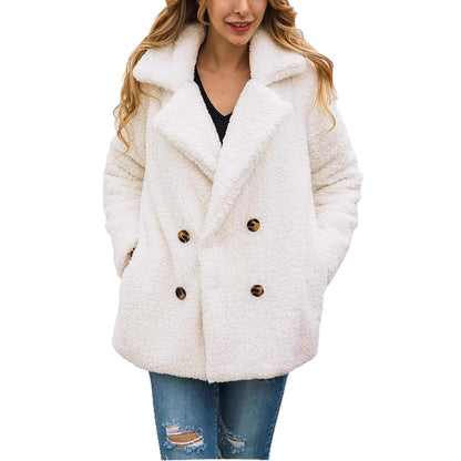 Women's Fashion Winter Coat Lambswool Faux Fur Wool Oversized Stylish Jacket
