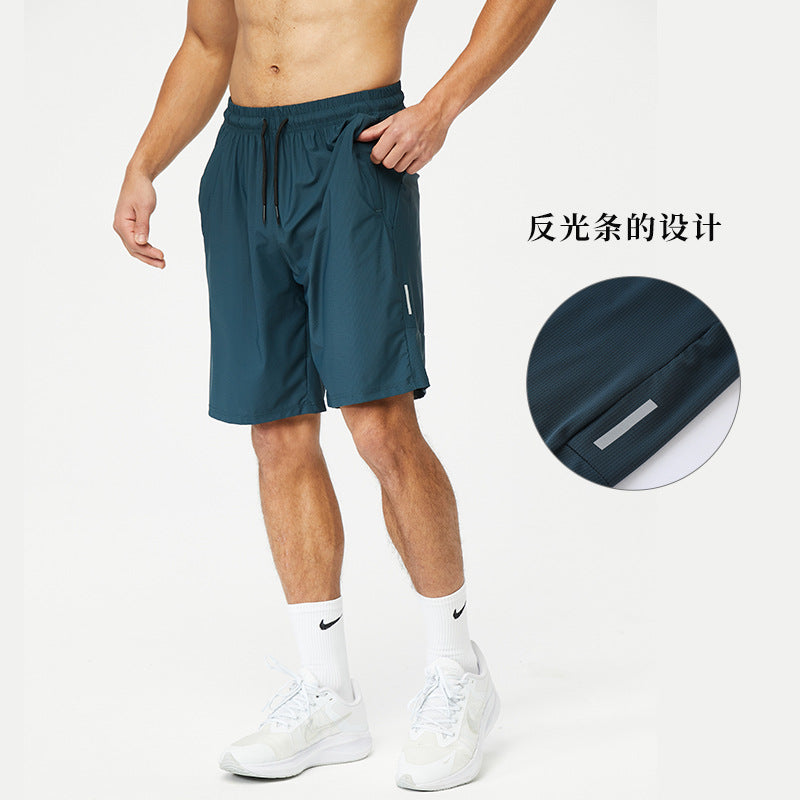 Nylon Quick-drying Sports Shorts Men's Amazon Reflective Strip Blank Edition Running Training Ice Silk Breathable Shorts