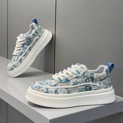 Men's Shoes 2025 New Trendy Rhinestone Men's Sneakers Summer Breathable Versatile Thick-Soled Men's Casual Shoes