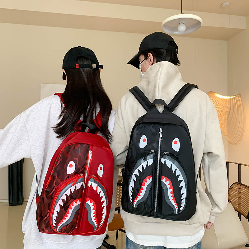 2024 New Shark School Bag Personalized Graffiti Student Backpack Men's And Women's Fashion Trend Backpack