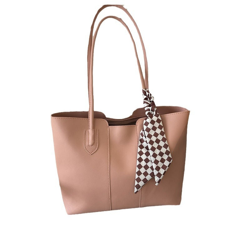 Simple Commuter Large Capacity Bag Women's Korean Fashion Tote Bag 2024 Spring And Summer Niche Texte Shoulder Handbag