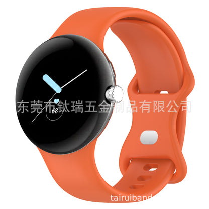 For Google Goole Pixel Watch Butterfly Buckle Silicone Strap Google Metal Buckle Silicone Watch Strap