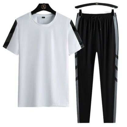Summer Sports Outdoor Quick-drying Pants Half-length Pants Short-sleeved T-shirt Three-piece Set Ice Silk Suit Long Two-piece Suit