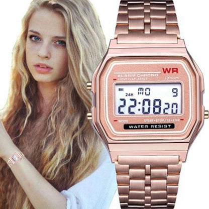 Foreign Trade Popular Square Small Dial Couple Digital Watch F91 Retro Steel Band Student Multi-Functional Sports Watch
