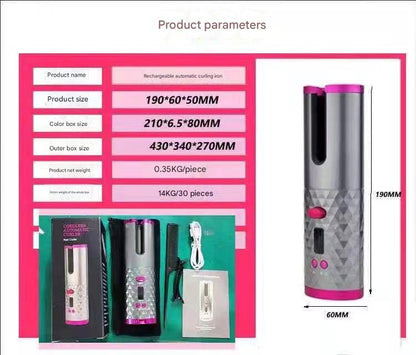 Cross-border Foreign Trade Wireless Hair Curler Hair Curler Portable USB Charging Lazy Hair Curler Automatic Hair Curler