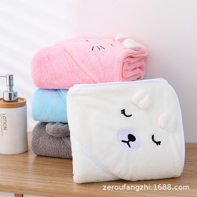 Coral Fleece Children's Cloak Bath Towel Newborn Bath Towel Bath Towel Cute Cartoon Cloak Bathrobe