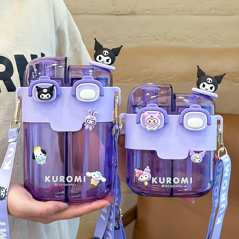 Sanrio Children's Water Cup For School Large Capacity Student Straw Double Drinking Cup Summer Kindergarten Kettle