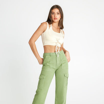 Strappy Halterneck Two-Piece Women's New Strappy Waistband Navel-Baring Vest Slim Sleeveless Short Top