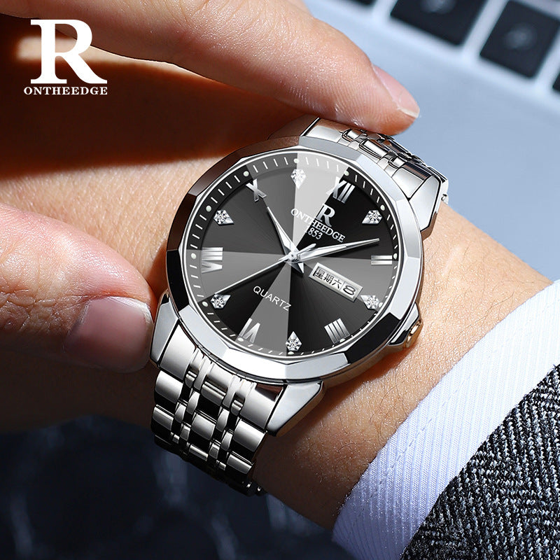 Amazon Explosive Brand Men's Watch Factory Luminous Waterproof Watch Men's Cross-border Foreign Trade Quartz Watch Wholesale