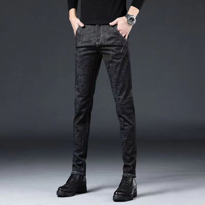 Jeans Men's Spring Jeans Slim-fit Small Foot Trendy Brand Elastic Slim Look Summer Men's Spring Long Pants Men's Cross-border