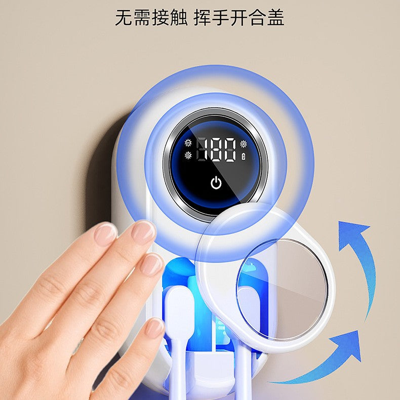 Manufacturer Toothbrush Sterilizer Storage Shelf Bathroom Smart Electric Sterilization Warehouse Wall-Mounted Storage Drying Double Toothbrush