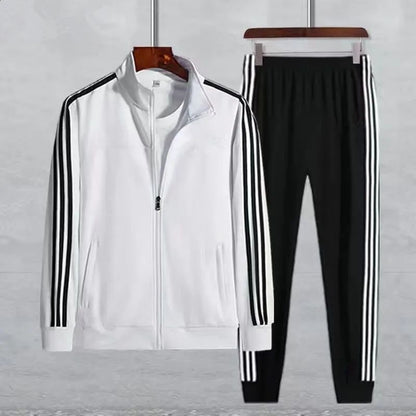 Sportswear Suit Men's And Women's Stand Collar Running Clothes Spring And Autumn Long Sleeve Morning Running Two-piece Suit Versatile Internet Celebrity Slim Fit Couple Style