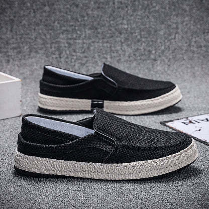 Men's Shoes Summer Breathable Linen Cloth Shoes Men's Old Beijing Cloth Shoes Fashionable All-match Slip-on Lazy Men's Fisherman Shoes