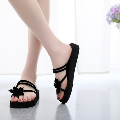 Women's Shoes Women's Slippers Women's Flip-Flops Women's Sandals Summer Wholesale Factory Korean Style Beach Students Wear High Thick Bottom